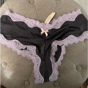 NWT Gray with lavender lace underwear